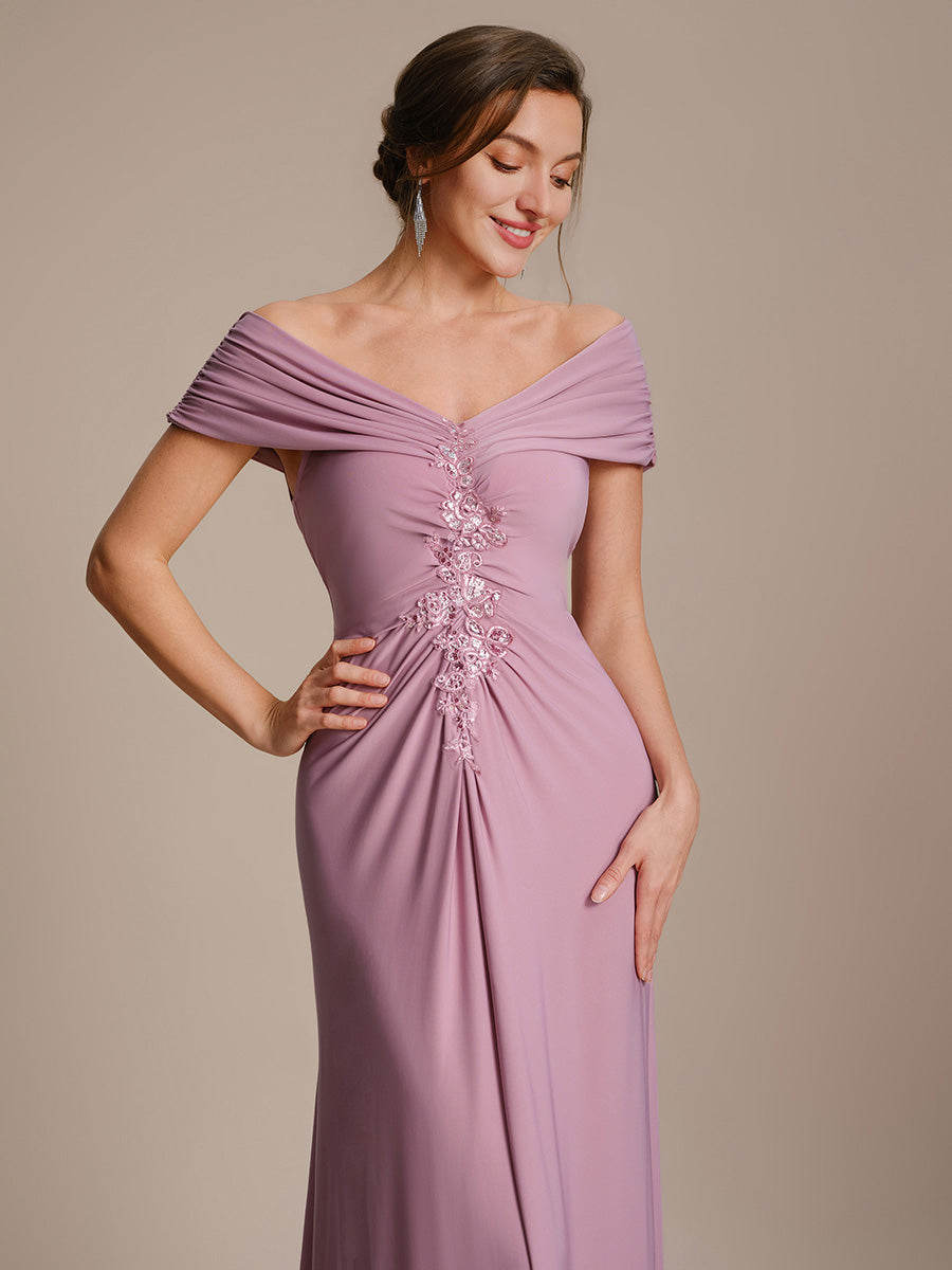 Maxil?nge V-Ausschnitt Etui-Kleid Aus Mesh Elegante Details Figurbetonender Schnitt Kleid #Farbe_Orchideenviolett