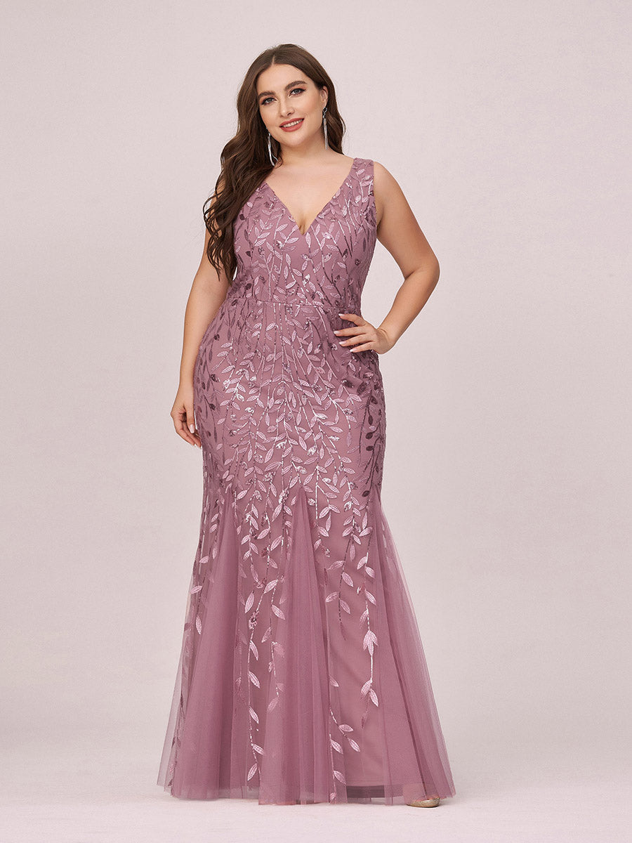 Aermelloses Abendkleid mit doppeltem V-Ausschnitt #Farbe_Orchideenviolett