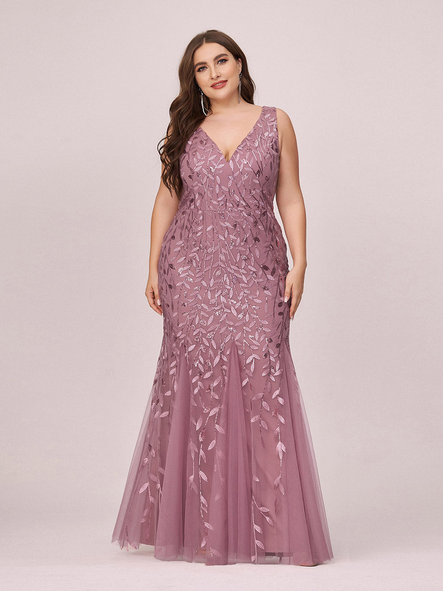 Aermelloses Abendkleid mit doppeltem V-Ausschnitt #Farbe_Orchideenviolett
