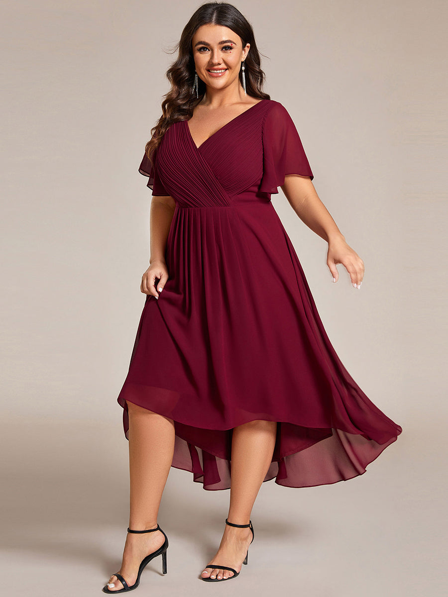 Funkelndes Abendkleid in A-Linie mit Empire-Taille und langen ?rmeln #farbe_Burgunderrot