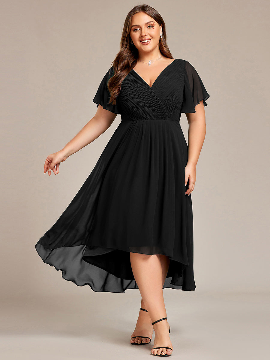 Funkelndes Abendkleid in A-Linie mit Empire-Taille und langen ?rmeln #farbe_Schwarz