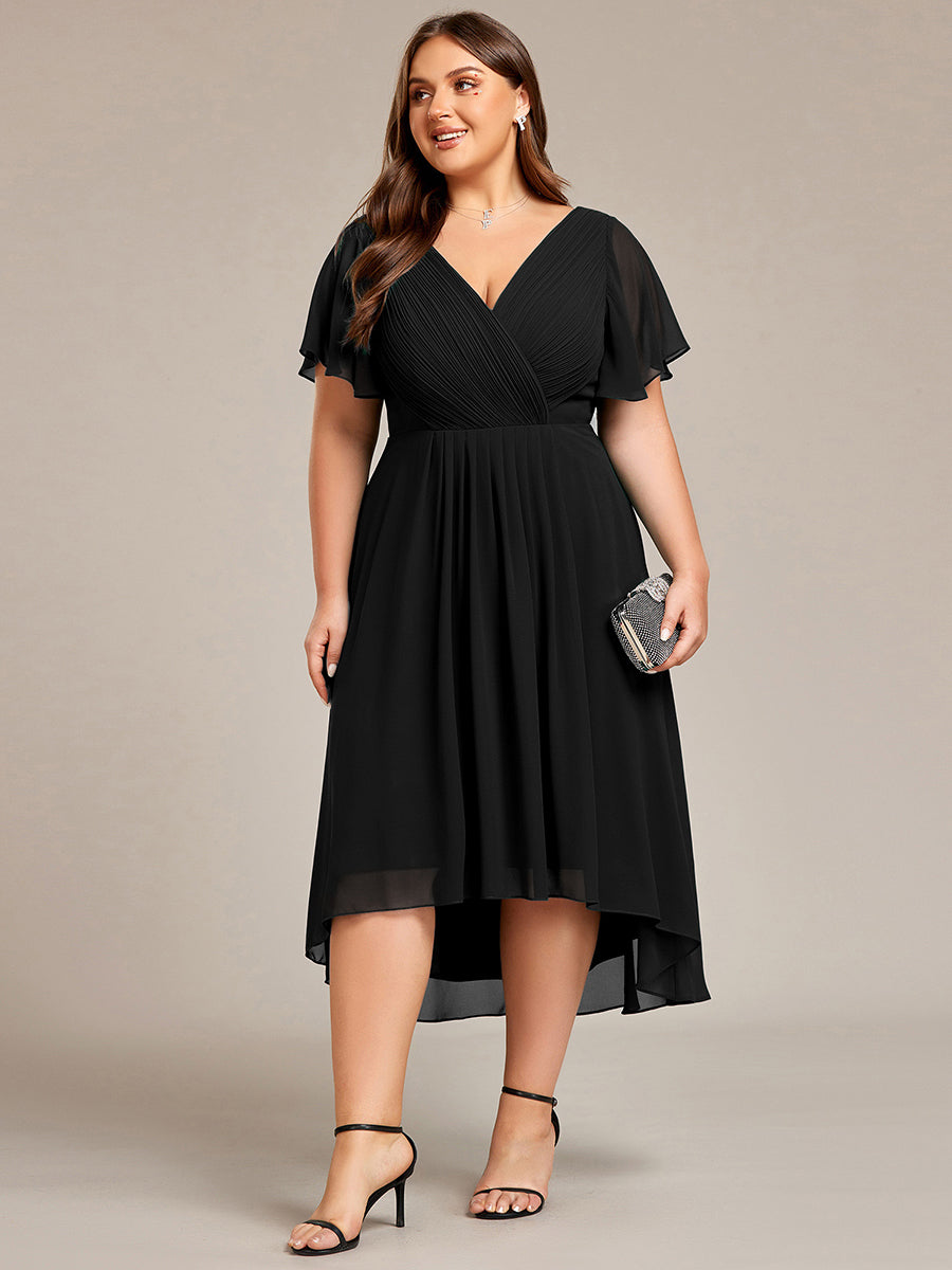 Funkelndes Abendkleid in A-Linie mit Empire-Taille und langen ?rmeln #farbe_Schwarz
