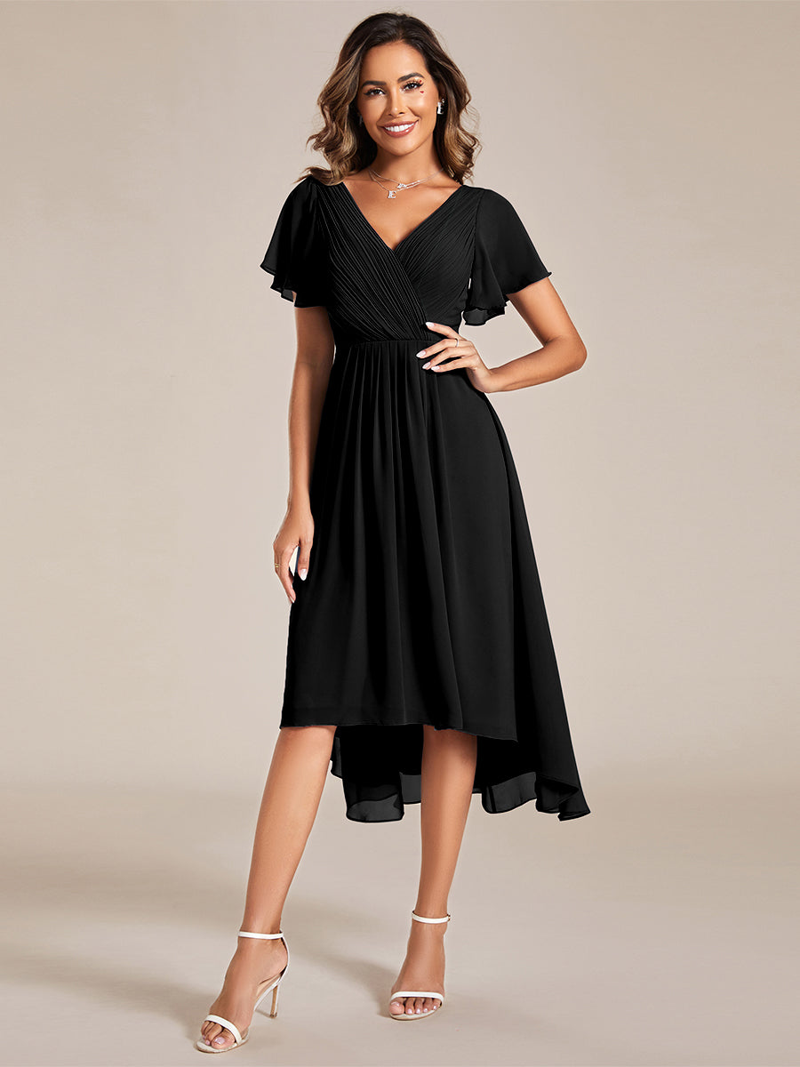 Funkelndes Abendkleid in A-Linie mit Empire-Taille und langen ?rmeln #farbe_Schwarz
