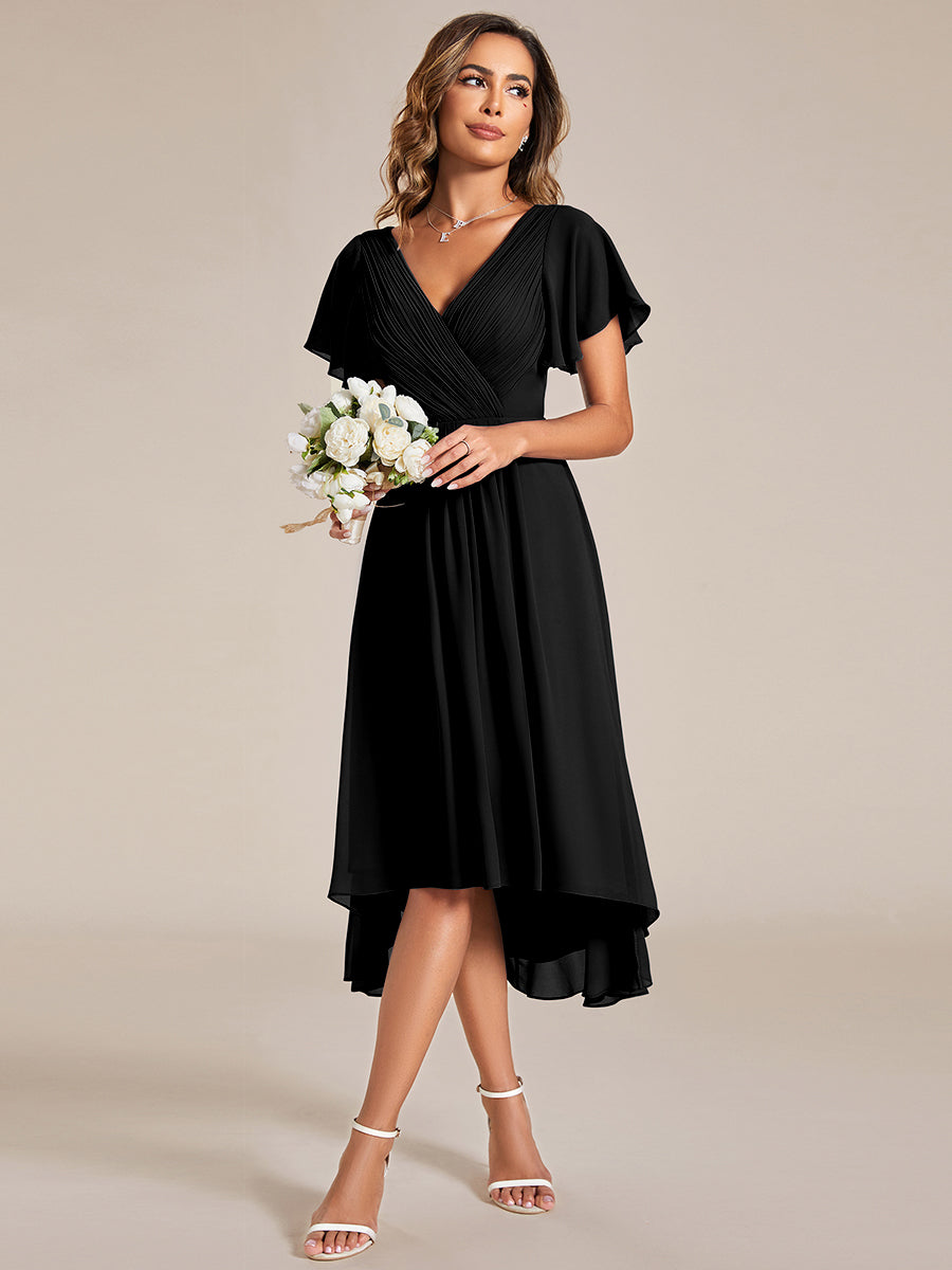 Funkelndes Abendkleid in A-Linie mit Empire-Taille und langen ?rmeln #farbe_Schwarz
