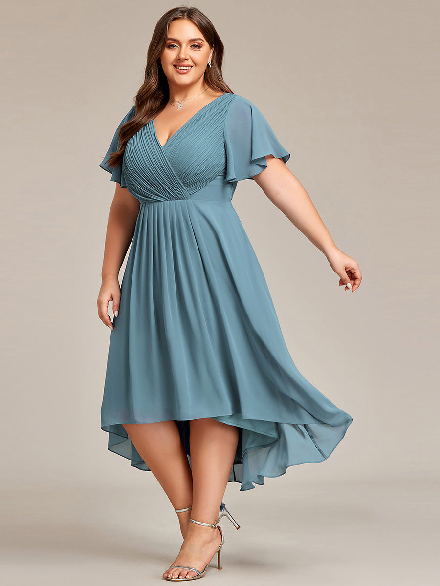 Funkelndes Abendkleid in A-Linie mit Empire-Taille und langen ?rmeln #farbe_Hellpetrol