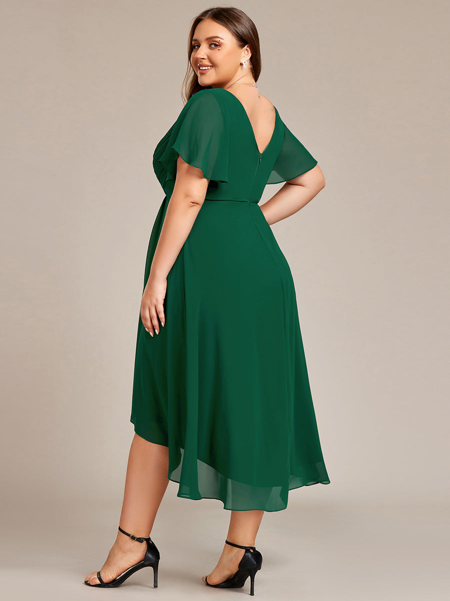 Funkelndes Abendkleid in A-Linie mit Empire-Taille und langen ?rmeln #farbe_Dunkelgrün