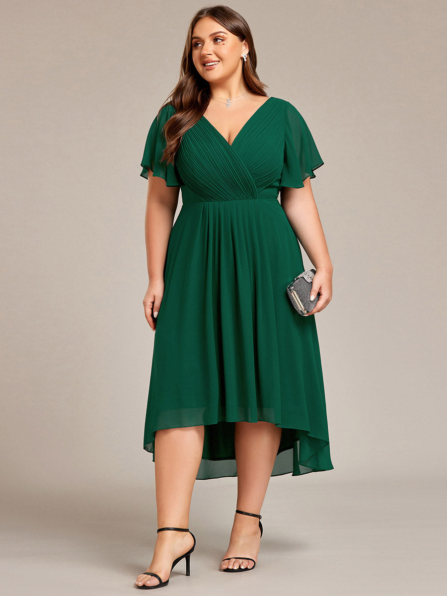 Funkelndes Abendkleid in A-Linie mit Empire-Taille und langen ?rmeln #farbe_Dunkelgrün