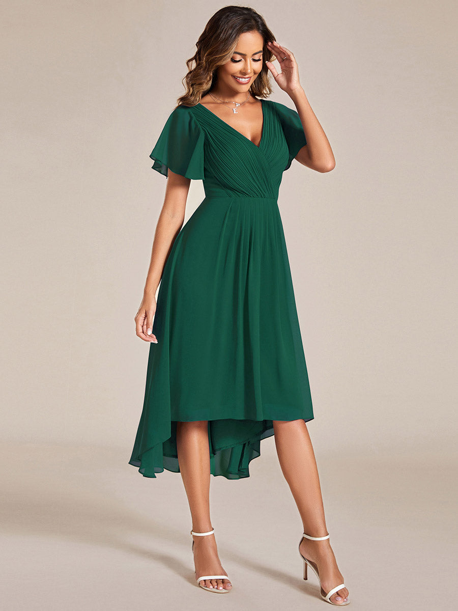Funkelndes Abendkleid in A-Linie mit Empire-Taille und langen ?rmeln #farbe_Dunkelgrün
