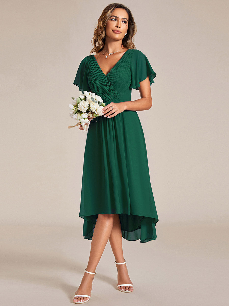 Funkelndes Abendkleid in A-Linie mit Empire-Taille und langen ?rmeln #farbe_Dunkelgrün