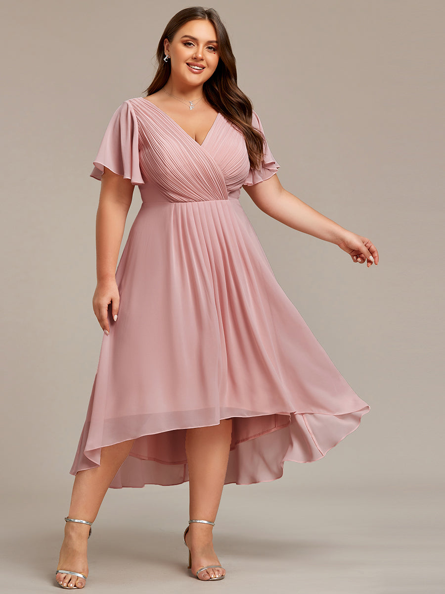 Funkelndes Abendkleid in A-Linie mit Empire-Taille und langen ?rmeln #farbe_Altrosa
