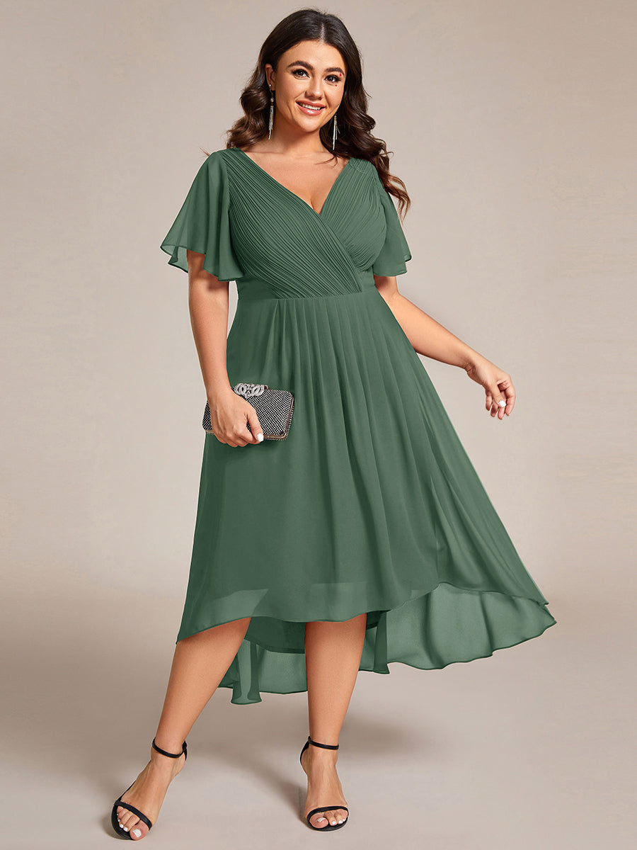 Funkelndes Abendkleid in A-Linie mit Empire-Taille und langen ?rmeln #farbe_Eukalyptus