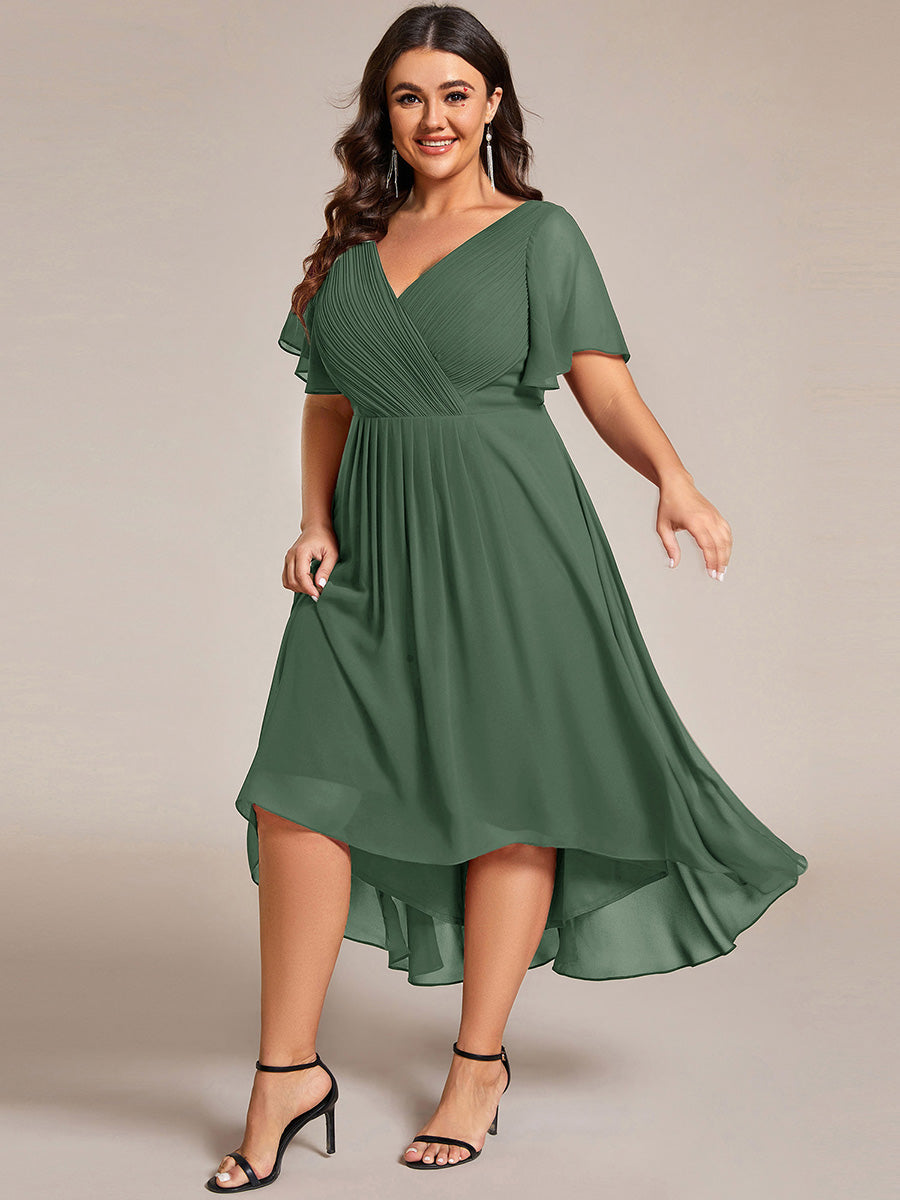 Funkelndes Abendkleid in A-Linie mit Empire-Taille und langen ?rmeln #farbe_Eukalyptus