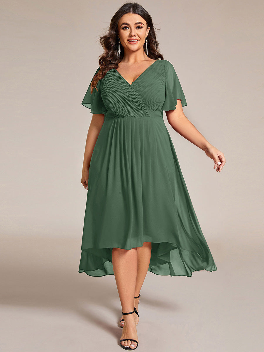 Funkelndes Abendkleid in A-Linie mit Empire-Taille und langen ?rmeln #farbe_Eukalyptus