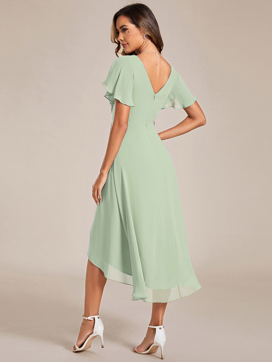 Funkelndes Abendkleid in A-Linie mit Empire-Taille und langen ?rmeln #farbe_Mintgrün