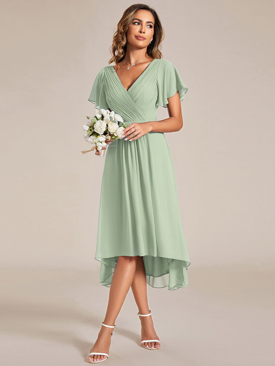 Funkelndes Abendkleid in A-Linie mit Empire-Taille und langen ?rmeln #farbe_Mintgrün