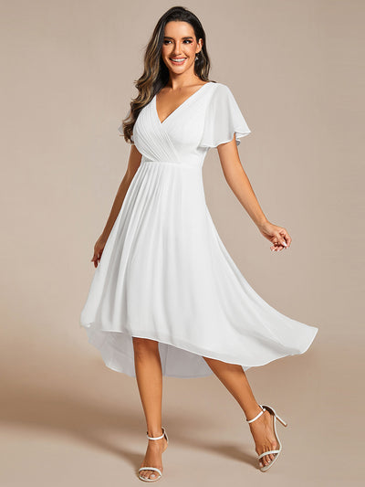 Funkelndes Abendkleid in A-Linie mit Empire-Taille und langen ?rmeln #farbe_Weiß
