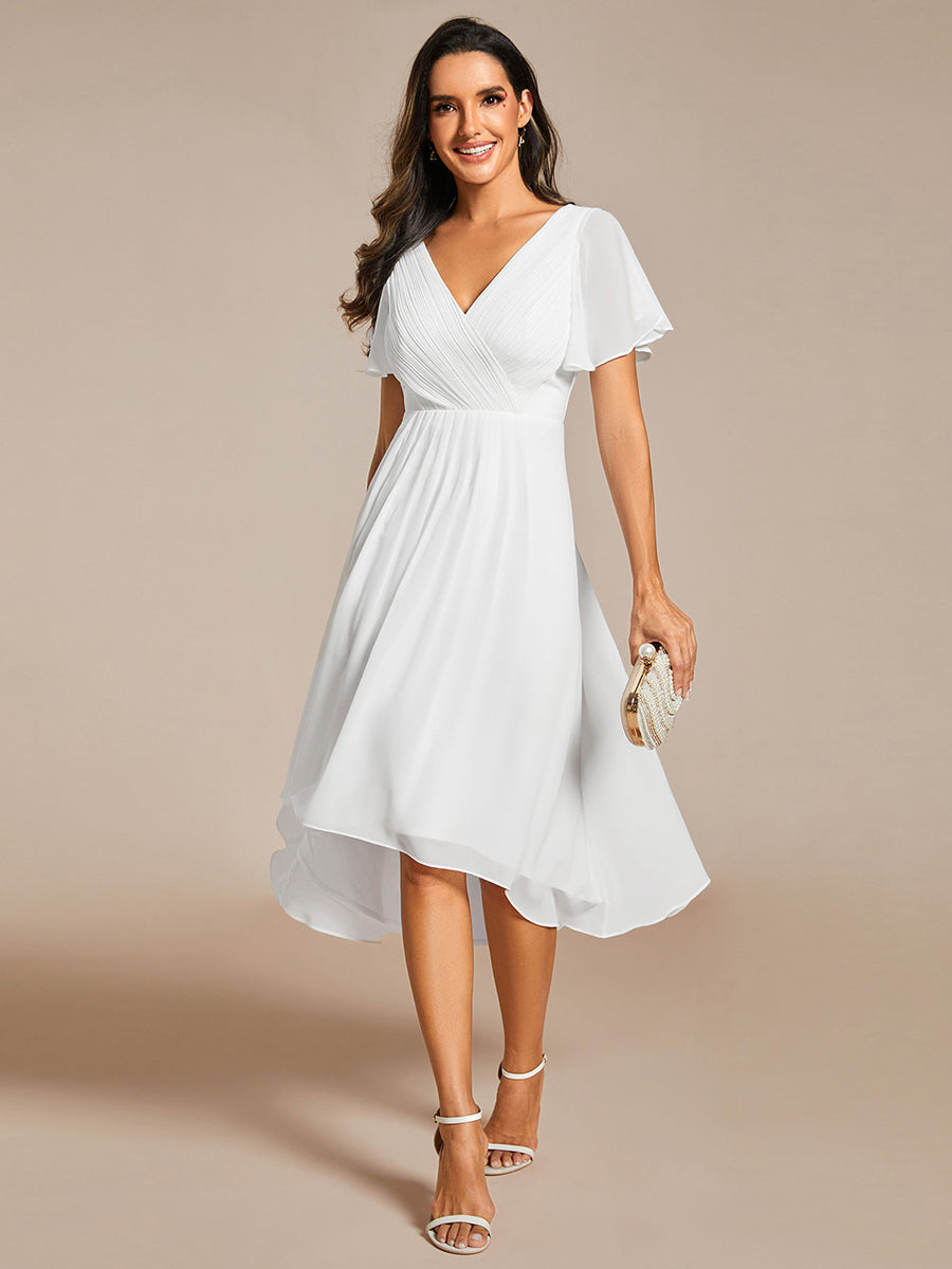 Funkelndes Abendkleid in A-Linie mit Empire-Taille und langen ?rmeln #farbe_Weiß