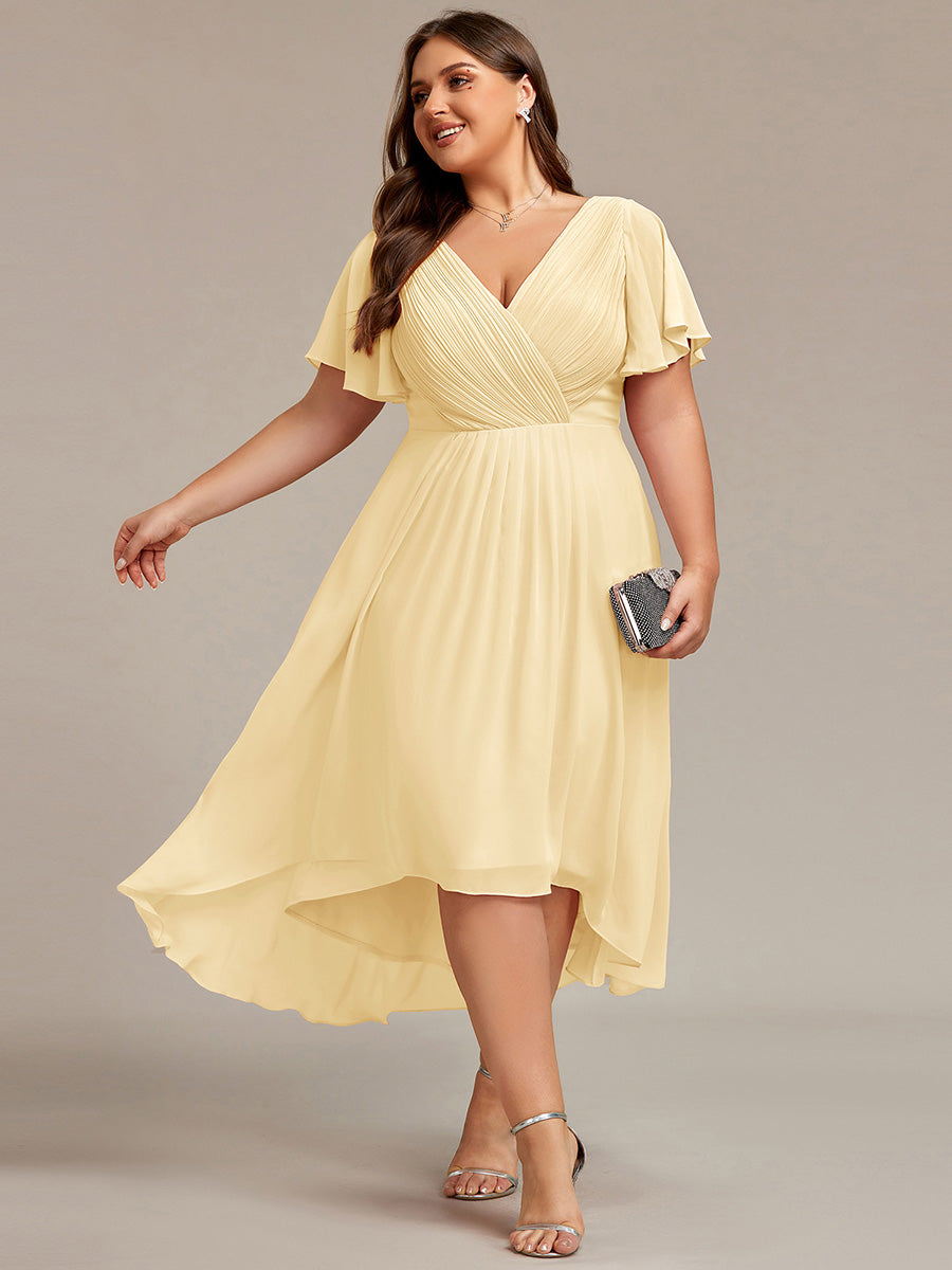 Funkelndes Abendkleid in A-Linie mit Empire-Taille und langen ?rmeln #farbe_Gelb