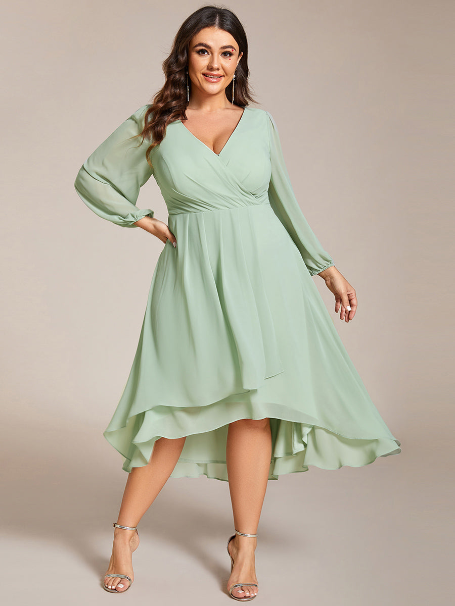 Robe d'invit¨¦ de mariage trap¨¨ze en mousseline fluide ¨¤ encolure ronde et longueur au genou #farbe_Mintgrün