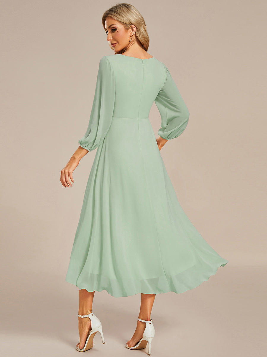 Robe d'invit¨¦ de mariage trap¨¨ze en mousseline fluide ¨¤ encolure ronde et longueur au genou #farbe_Mintgrün