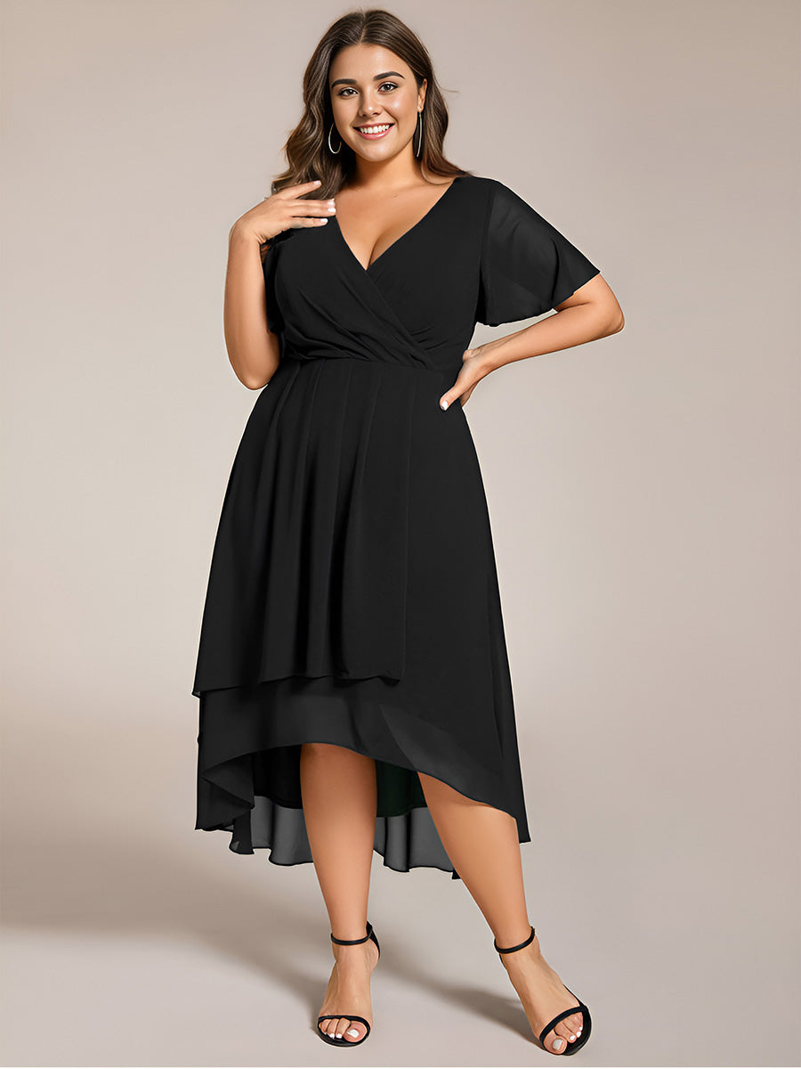 Funkelndes Abendkleid in A-Linie mit Empire-Taille und langen ?rmeln #farbe_Schwarz