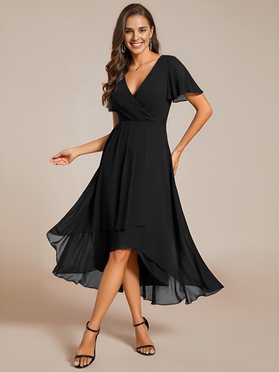Funkelndes Abendkleid in A-Linie mit Empire-Taille und langen ?rmeln #farbe_Schwarz