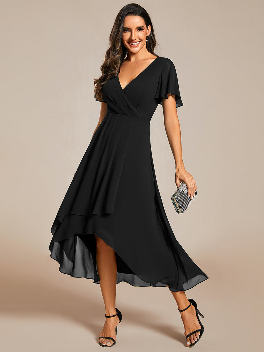 Funkelndes Abendkleid in A-Linie mit Empire-Taille und langen ?rmeln #farbe_Schwarz
