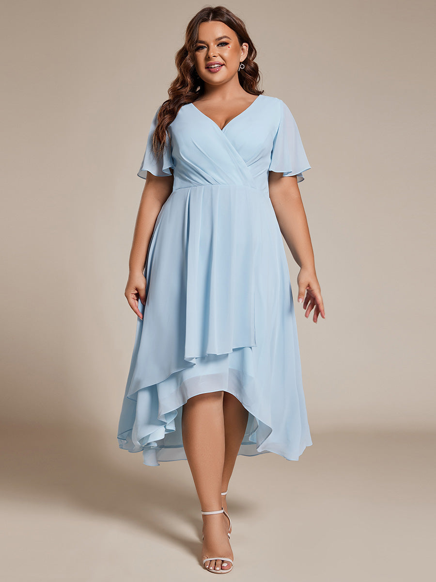 Funkelndes Abendkleid in A-Linie mit Empire-Taille und langen ?rmeln #farbe_Himmelblau