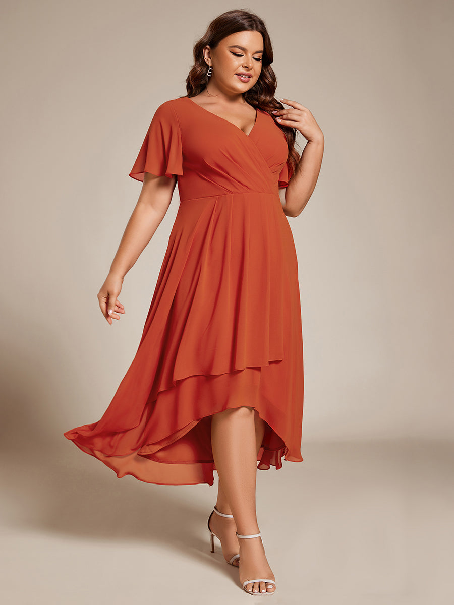 Funkelndes Abendkleid in A-Linie mit Empire-Taille und langen ?rmeln #farbe_Gebranntes Orange