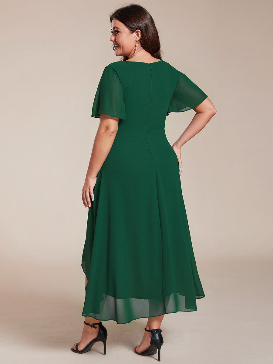 Funkelndes Abendkleid in A-Linie mit Empire-Taille und langen ?rmeln #farbe_Dunkelgrün