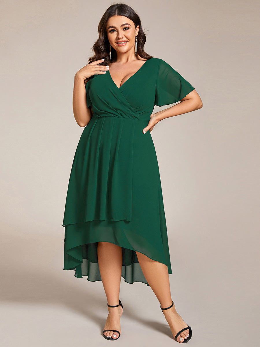 Funkelndes Abendkleid in A-Linie mit Empire-Taille und langen ?rmeln #farbe_Dunkelgrün