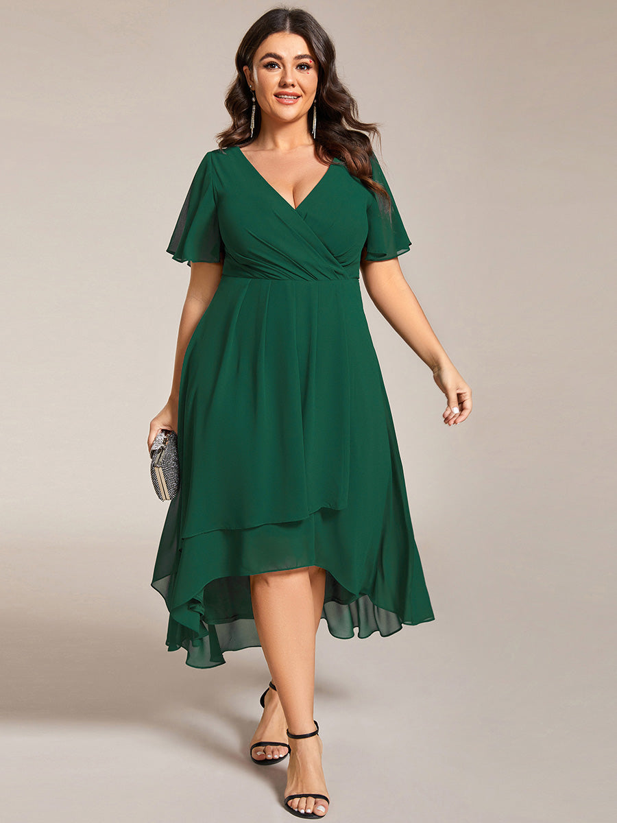 Funkelndes Abendkleid in A-Linie mit Empire-Taille und langen ?rmeln #farbe_Dunkelgrün