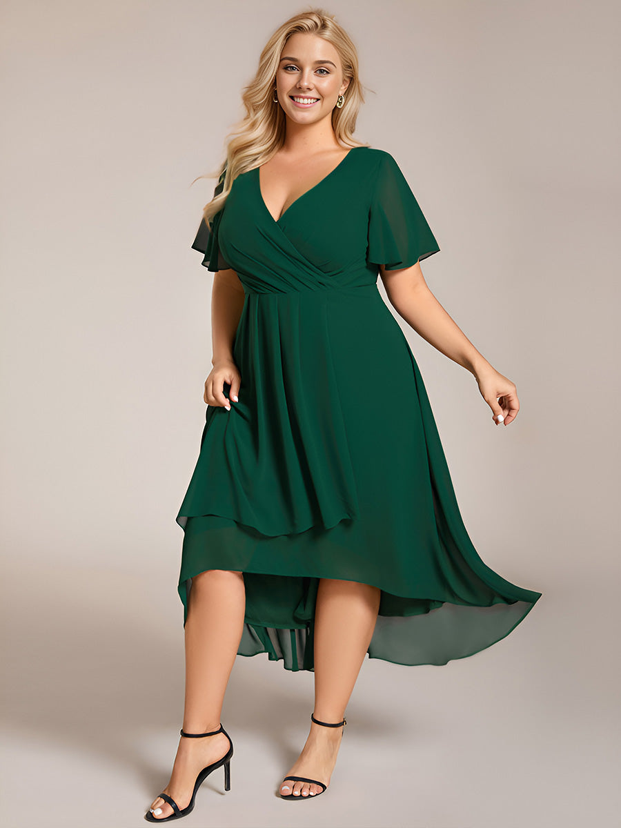Funkelndes Abendkleid in A-Linie mit Empire-Taille und langen ?rmeln #farbe_Dunkelgrün