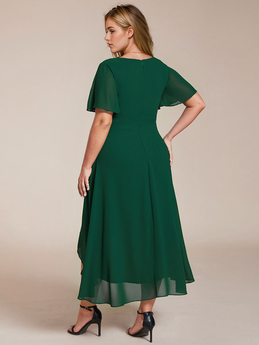 Funkelndes Abendkleid in A-Linie mit Empire-Taille und langen ?rmeln #farbe_Dunkelgrün