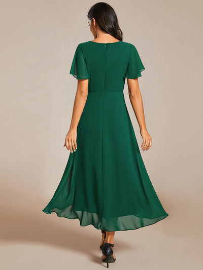 Funkelndes Abendkleid in A-Linie mit Empire-Taille und langen ?rmeln #farbe_Dunkelgrün
