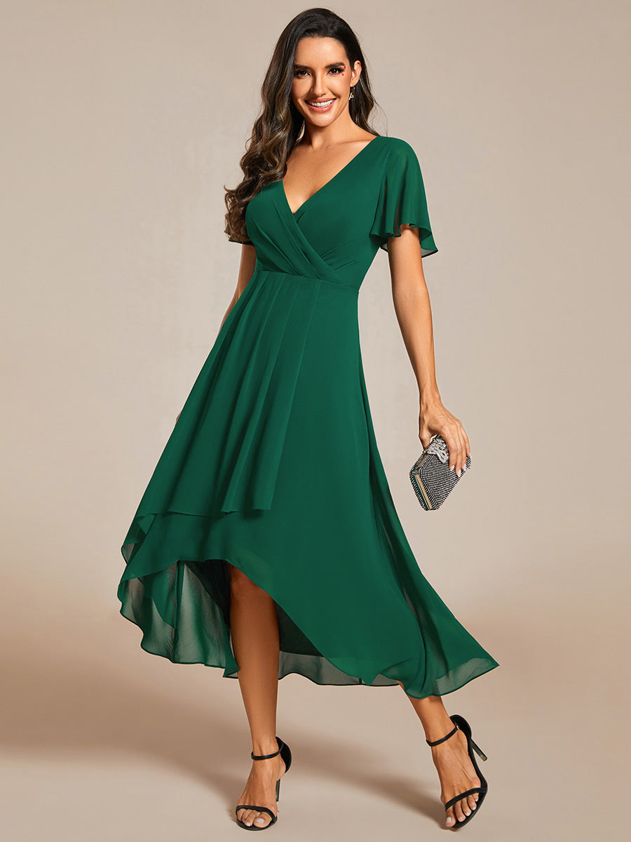 Funkelndes Abendkleid in A-Linie mit Empire-Taille und langen ?rmeln #farbe_Dunkelgrün