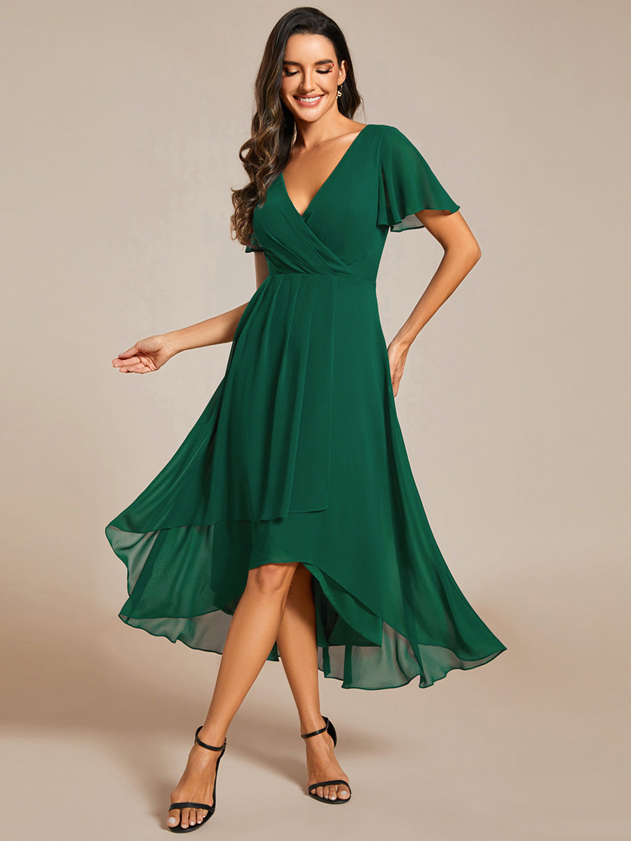 Funkelndes Abendkleid in A-Linie mit Empire-Taille und langen ?rmeln #farbe_Dunkelgrün