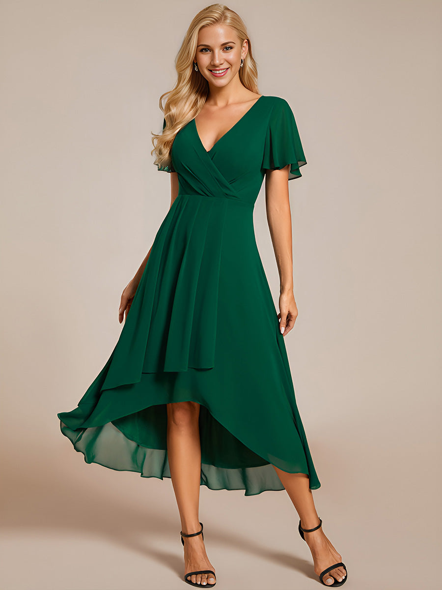 Funkelndes Abendkleid in A-Linie mit Empire-Taille und langen ?rmeln #farbe_Dunkelgrün