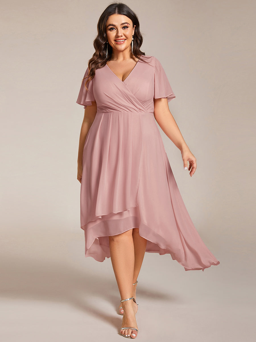Funkelndes Abendkleid in A-Linie mit Empire-Taille und langen ?rmeln #farbe_Altrosa