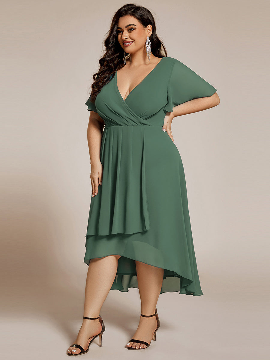 Funkelndes Abendkleid in A-Linie mit Empire-Taille und langen ?rmeln #farbe_Eukalyptus