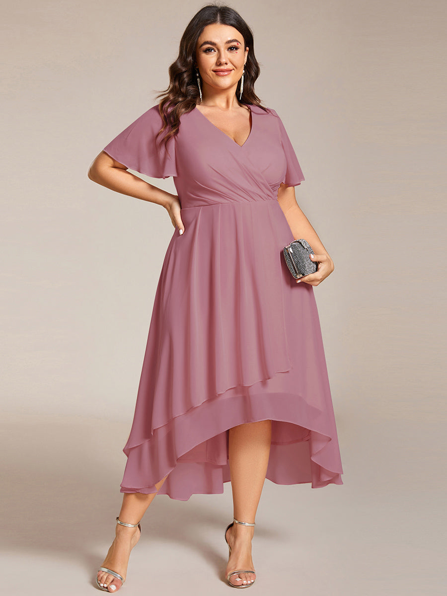 Funkelndes Abendkleid in A-Linie mit Empire-Taille und langen ?rmeln #farbe_Orchideenviolett