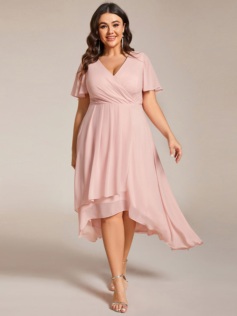 Funkelndes Abendkleid in A-Linie mit Empire-Taille und langen ?rmeln #farbe_Pink