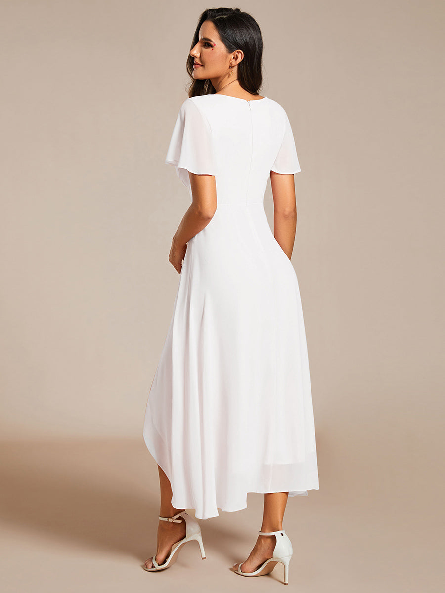 Funkelndes Abendkleid in A-Linie mit Empire-Taille und langen ?rmeln #farbe_Weiß