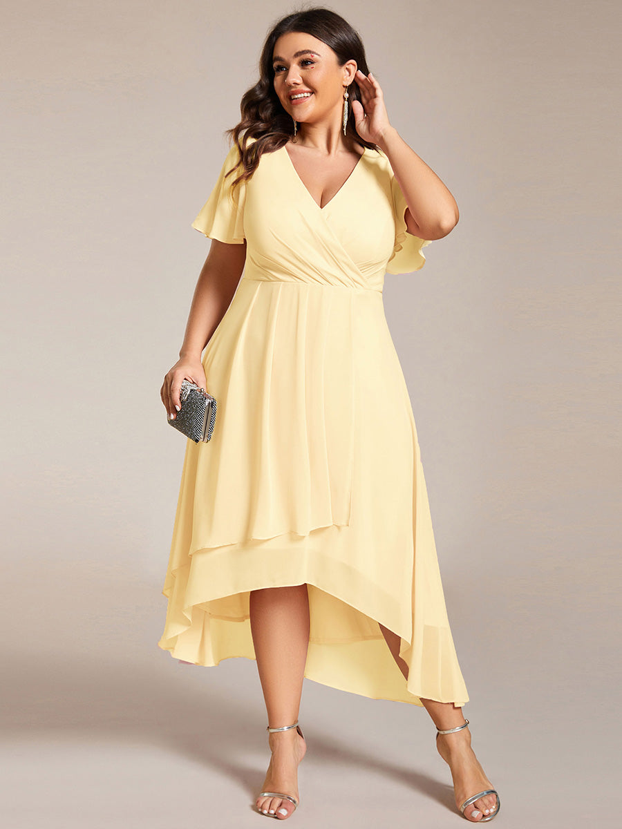 Funkelndes Abendkleid in A-Linie mit Empire-Taille und langen ?rmeln #farbe_Gelb