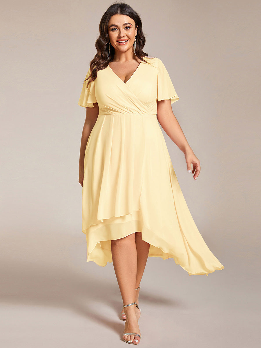 Funkelndes Abendkleid in A-Linie mit Empire-Taille und langen ?rmeln #farbe_Gelb