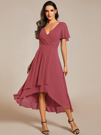 Funkelndes Abendkleid in A-Linie mit Empire-Taille und langen ?rmeln #farbe_Beige-Braun