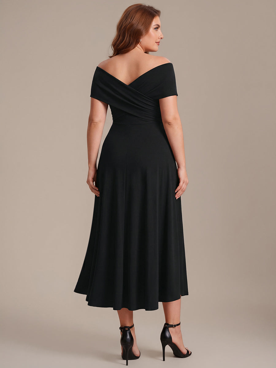 Asymmetrischer Saum V-Ausschnitt A-Linien Kleid Aus Mesh Elegantem Design Vielseitiger Tragem?glichkeit #Farbe_Schwarz