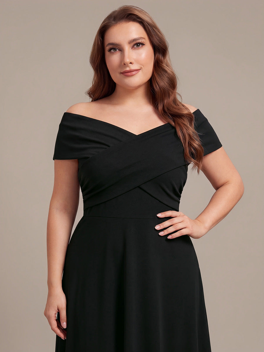Asymmetrischer Saum V-Ausschnitt A-Linien Kleid Aus Mesh Elegantem Design Vielseitiger Tragem?glichkeit #Farbe_Schwarz
