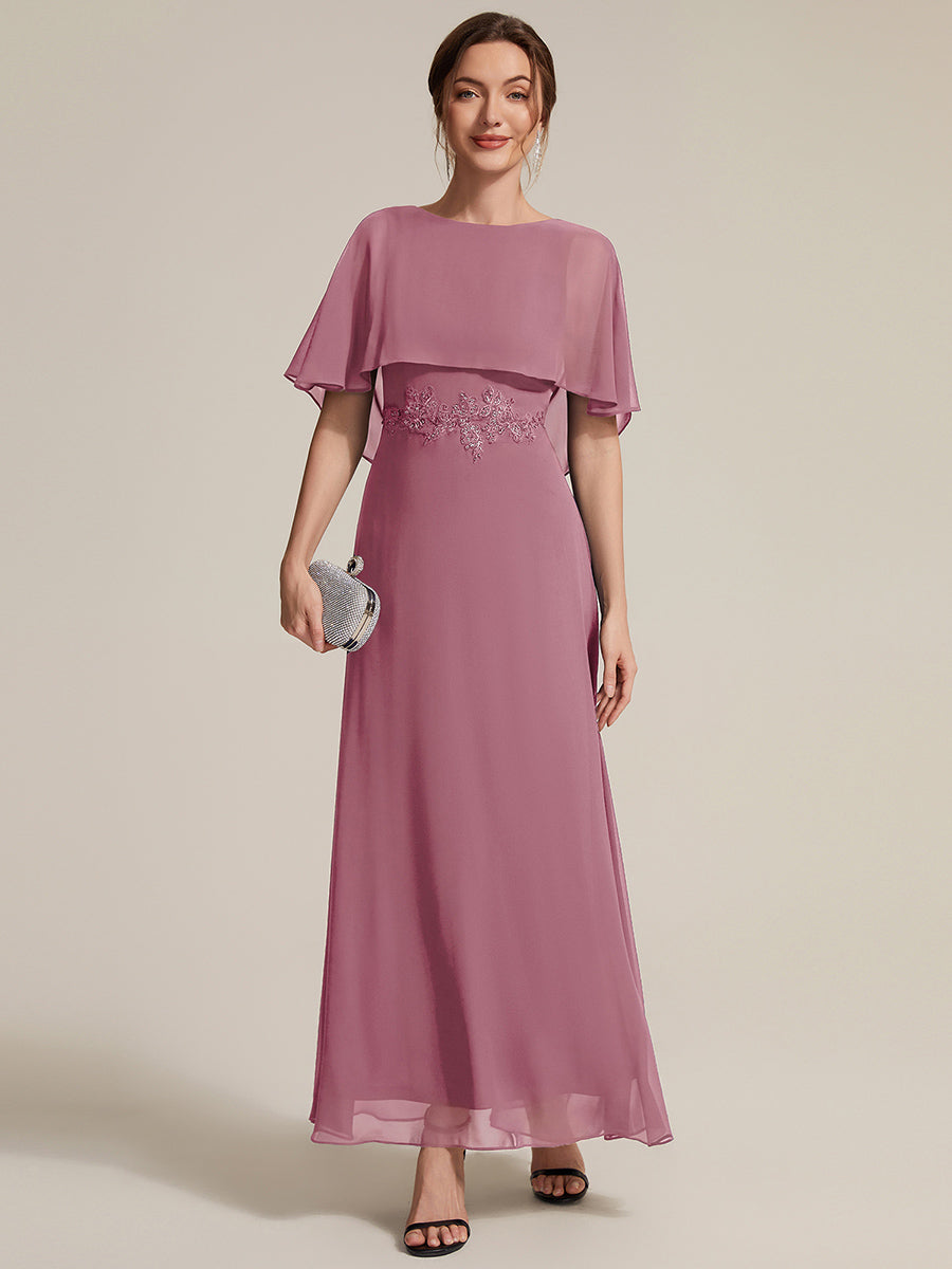 Chiffon mit A-Linie, Cape-Ärmel, und brautmutterkleid #Farbe_Orchideenviolett