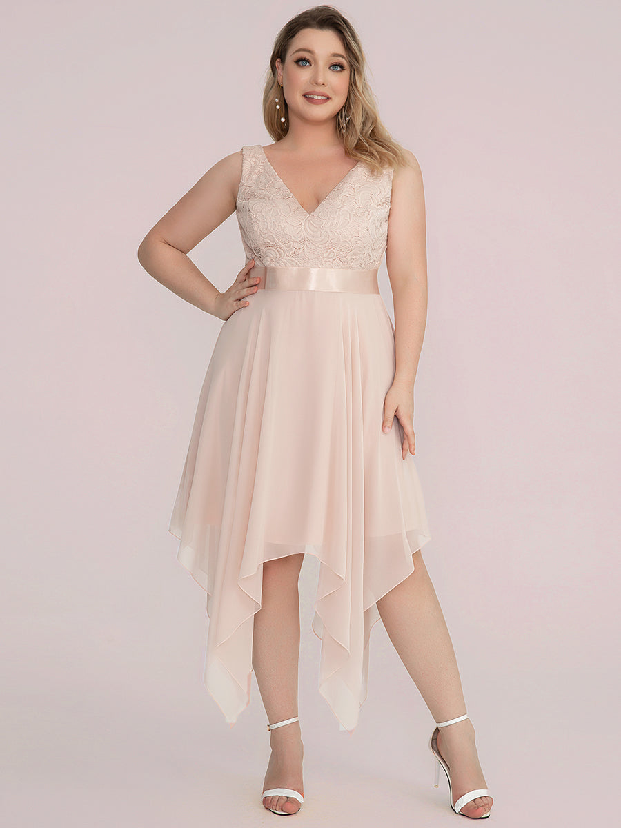V-Ausschnitt Atemberaubende Spitze Ballkleider 00207 #farbe_Blush-Rosa